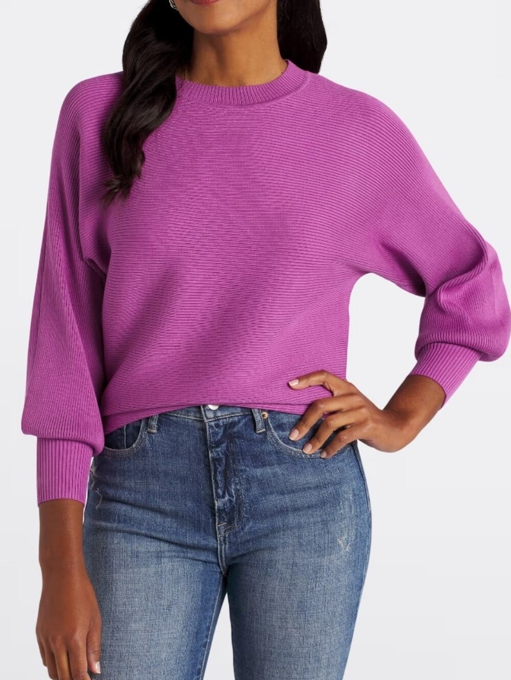 Pinque Delaney Long Sleeve Sweater in Radiant Orchid, Size XXL